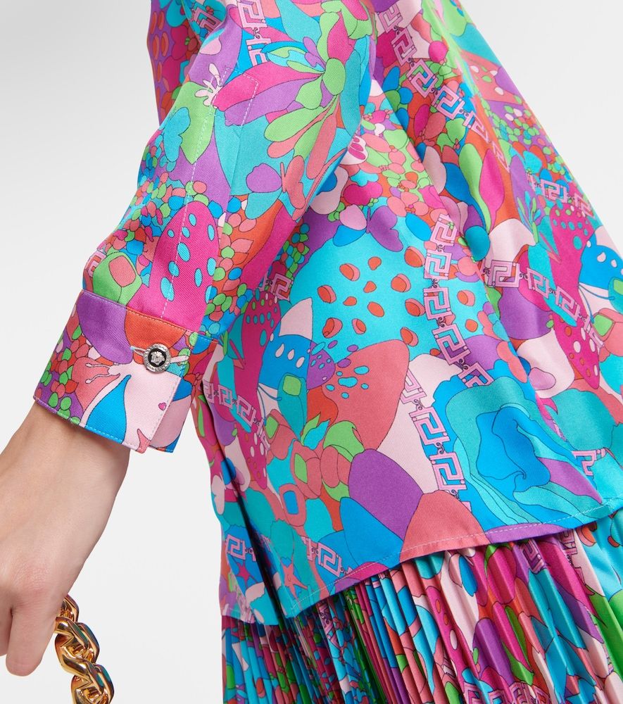 X Dua Lipa Camicia estiva floreale in twill di seta - Versace - Modalova