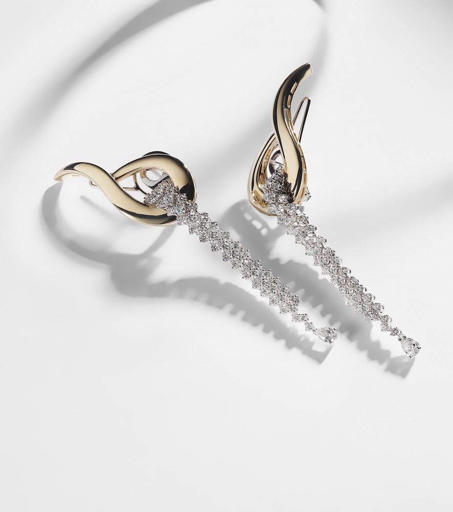 Orecchini Golden Strada in giallo e bianco 18kt con diamanti - Yeprem - Modalova