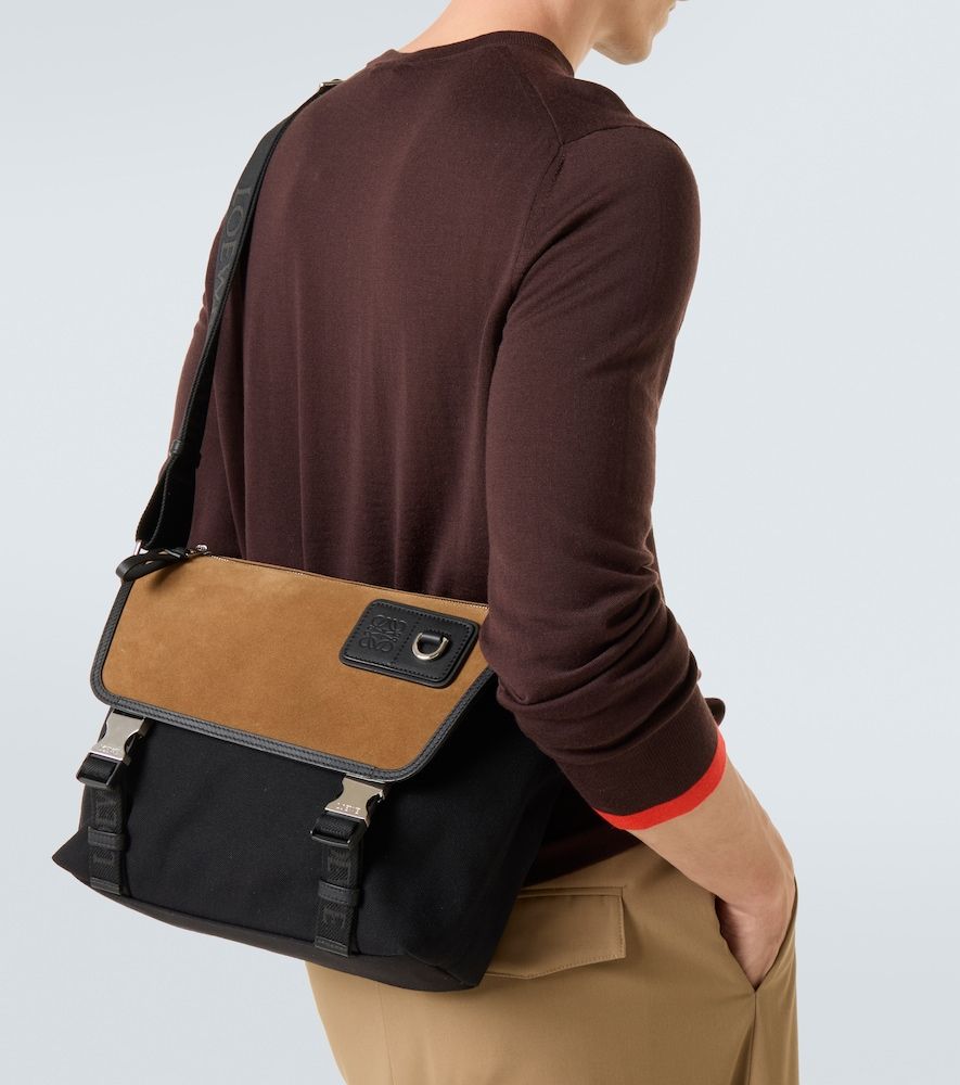 Bolso cruzado Flex Medium de lona y ante - Loewe - Modalova