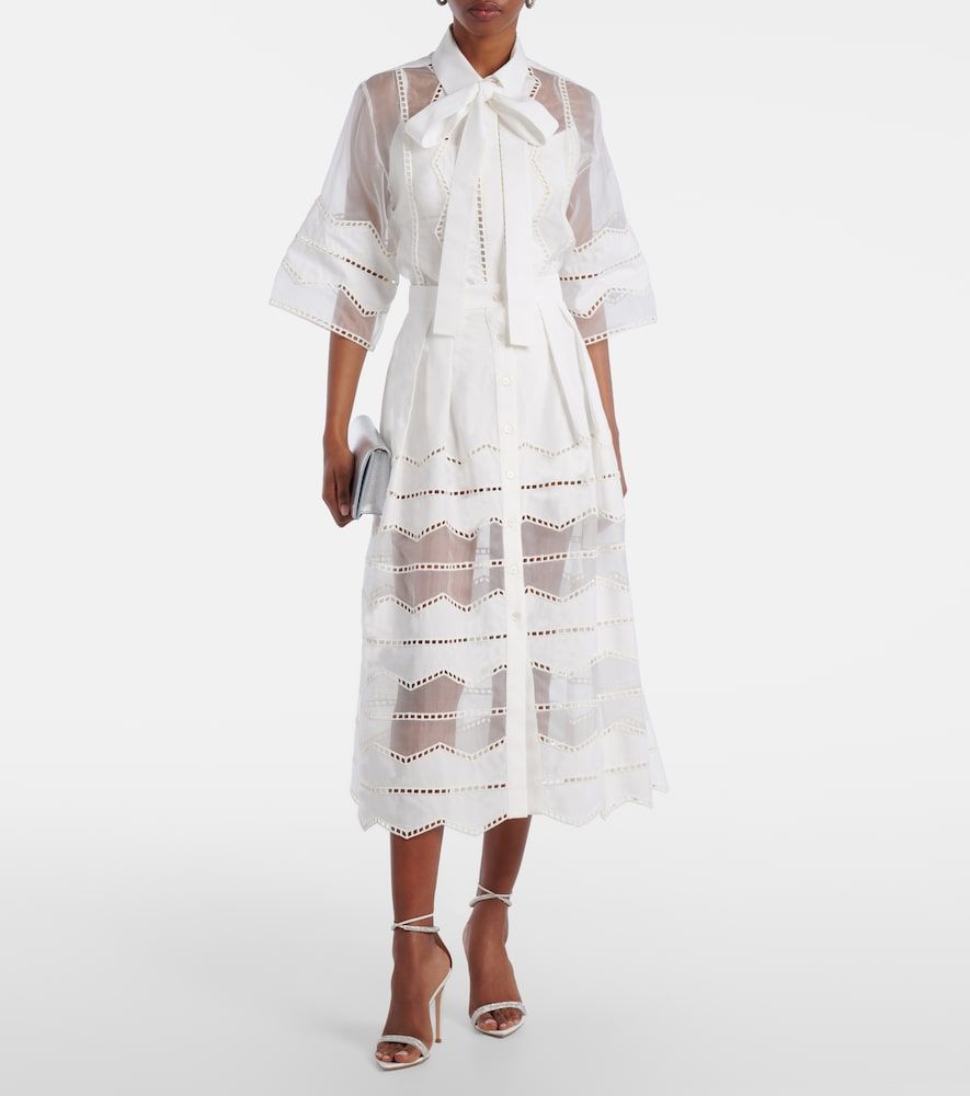 Tie-neck cotton and silk-blend blouse - Elie Saab - Modalova