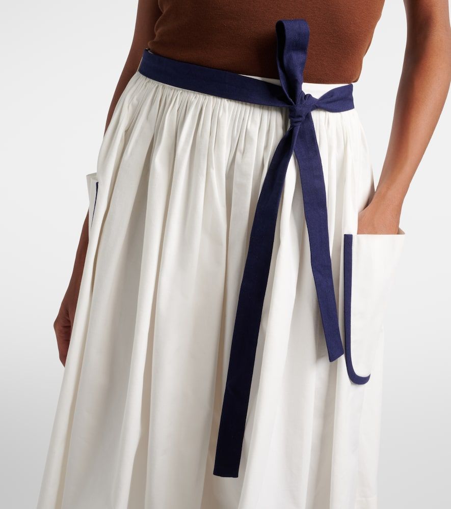 Gonna midi in cotone e lino con cintura - Prada - Modalova