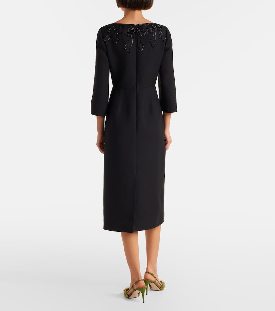 Vestido midi de lana y seda bordado - Valentino - Modalova