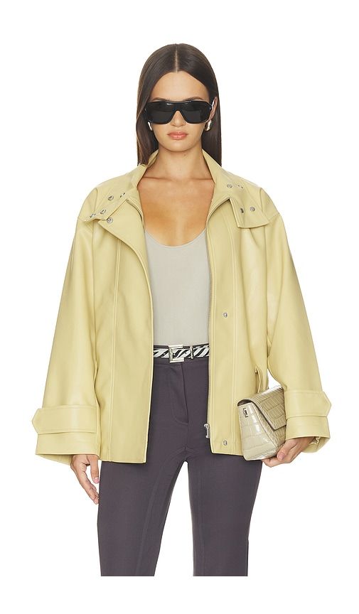 Jaden Faux Leather Belted Jacket in . - size L (also in M, S, XL, XS) - 4th & Reckless - Modalova