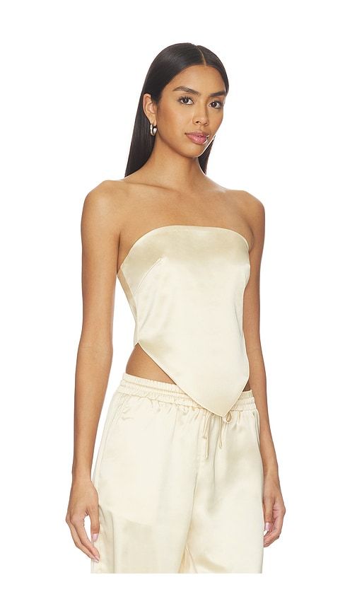 Bradie Satin Scarf Top in Beige. - size L (also in M, S, XL, XS) - 4th & Reckless - Modalova