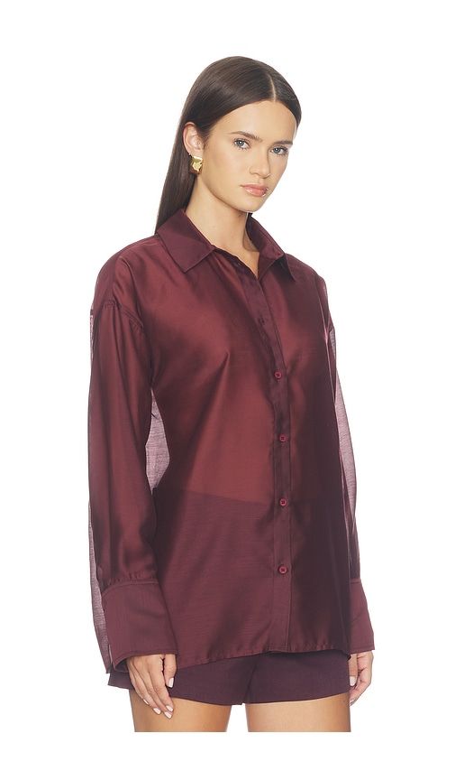 X REVOLVE Gracey Sheer Shirt in Burgundy. - size M (also in S, XS) - 4th & Reckless - Modalova