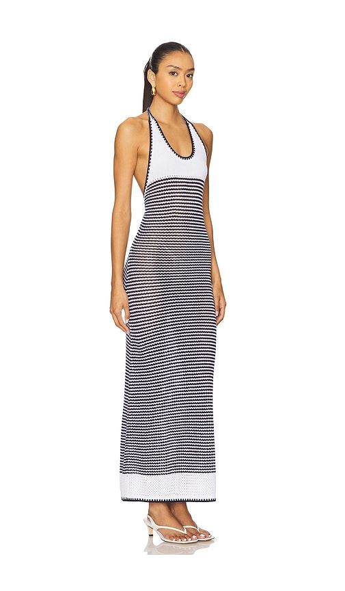 Dena Striped Halter Maxi Dress in White,Navy. - size L (also in XL) - 525 America - Modalova
