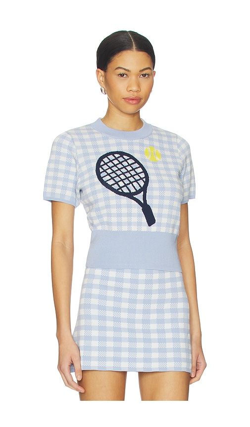 Volley Graphic & Beaded Sweater Top in Baby Blue. - size S (also in XS) - 525 America - Modalova