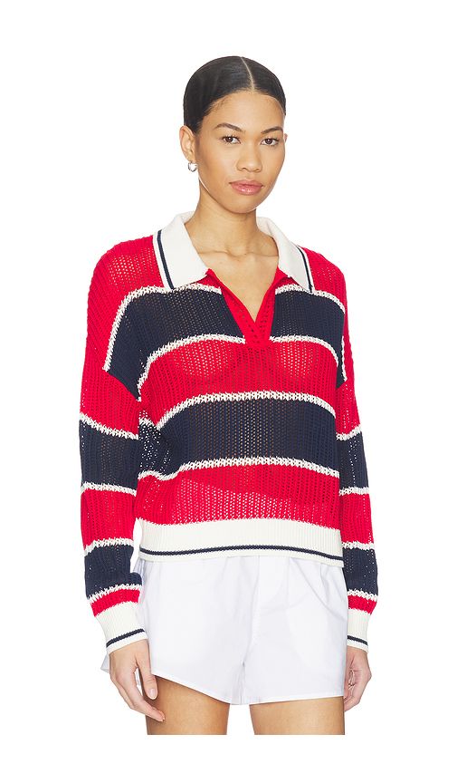 Alexa Rugby Stripe Polo Pullover in Red,Navy. - size M (also in S, XL, XS) - 525 America - Modalova