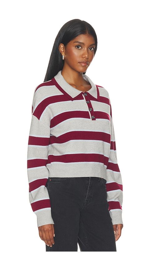 Vera Double Johnny Collar Rugby Stripe Pullover Sweater in Multi. - size L (also in M, S, XL, XS) - 525 America - Modalova