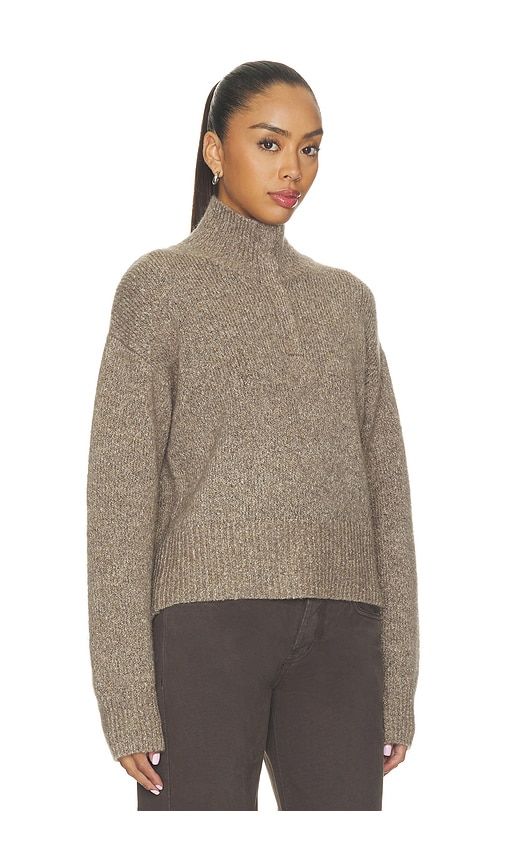 Boxy Snap Front Henley Sweater in Brown. - size M (also in S, XS) - 525 America - Modalova