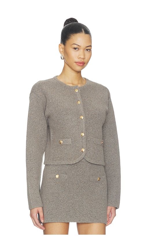 Theodora Curved Hem Button Front Jacket in Taupe. - size L (also in M, S, XS) - 525 America - Modalova