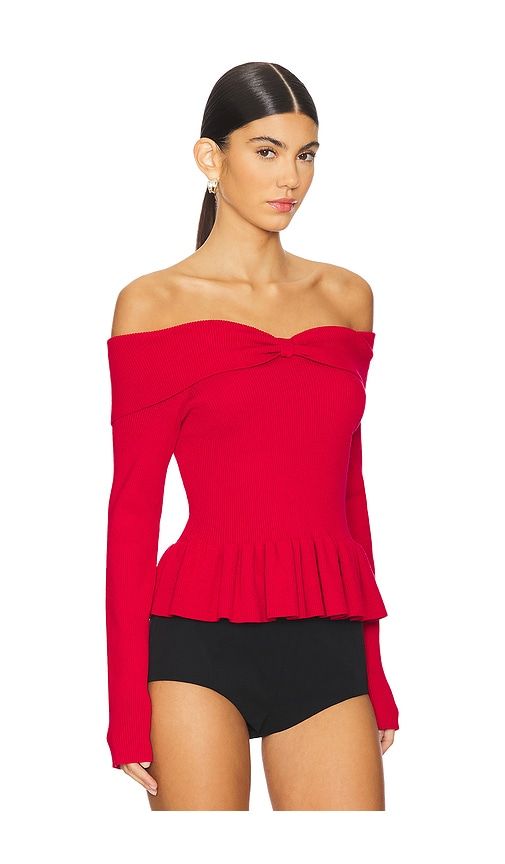 Morgan Off Shoulder Peplum Top in Red. - size M (also in S) - 525 America - Modalova