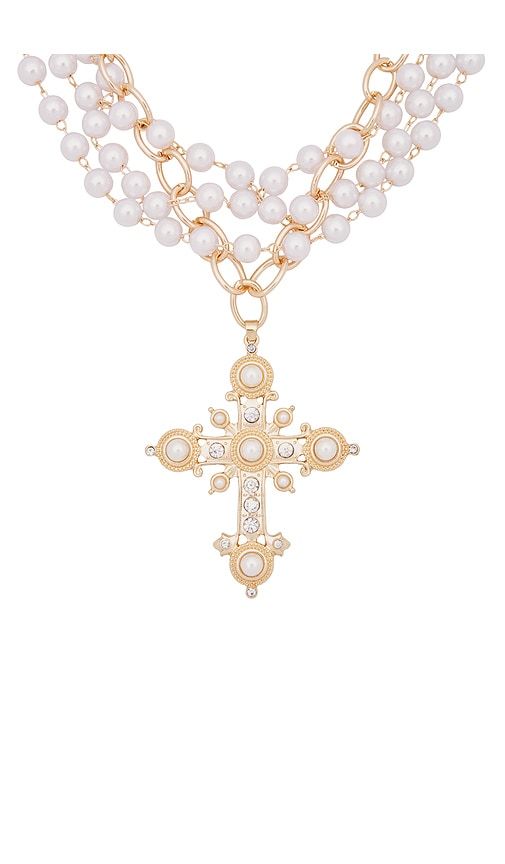 Cross Pearl Necklace in Metallic - 8 Other Reasons - Modalova