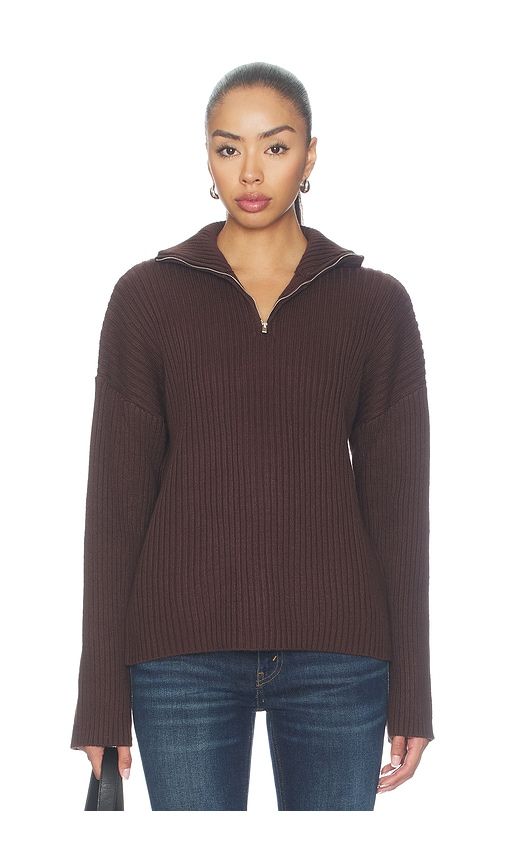 Tianna Quarter Zip Sweater in Brown. - size L (also in M, S, XS) - ALL THE WAYS - Modalova
