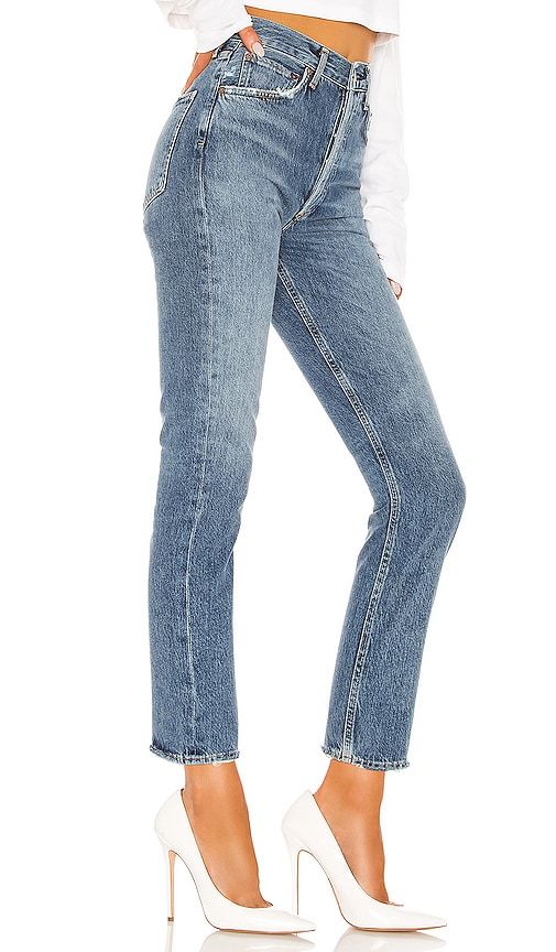 Riley High Rise Straight Crop Jeans in Denim-Medium. - size 23 (also in 24, 25, 26, 27, 28, 29, 30, 31, 32, 33, 34) - AGOLDE - Modalova