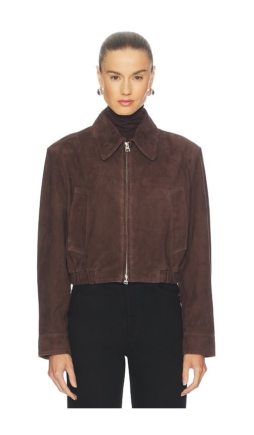 Nahlia Cropped Suede Jacket in Brown. - size L (also in M, S, XL, XS) - AGOLDE - Modalova