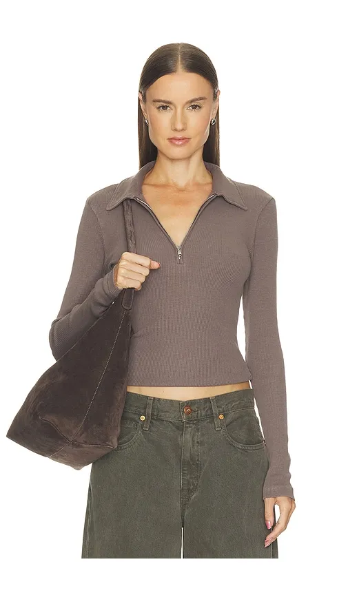 Amica Zip Polo Shirt in Mauve. - size L (also in M, S, XL, XS) - AGOLDE - Modalova
