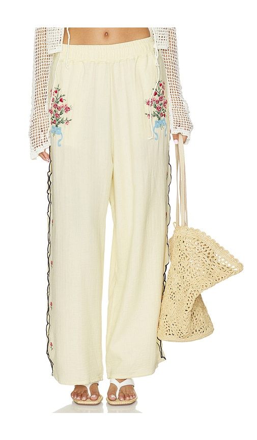 Lilia Cherish Pant in Cream. - size L (also in M, S) - Agua Bendita - Modalova