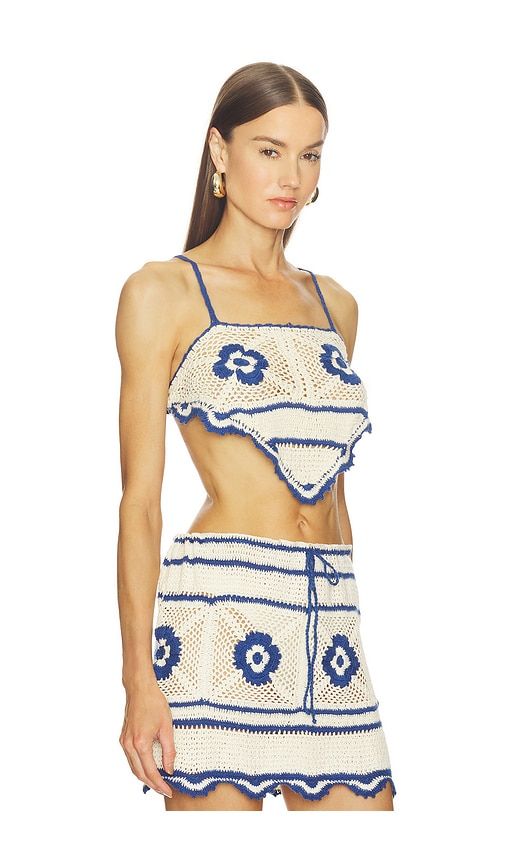Melissa Crop Top in White,Blue. - size M/L (also in XS/S) - Agua Bendita - Modalova