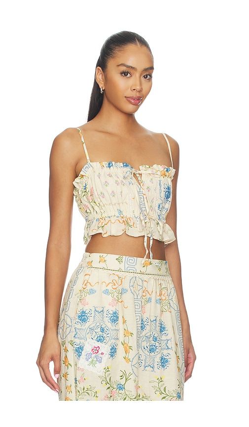 Vichy Bleu Top in Beige. - size L (also in M, S) - Agua Bendita - Modalova