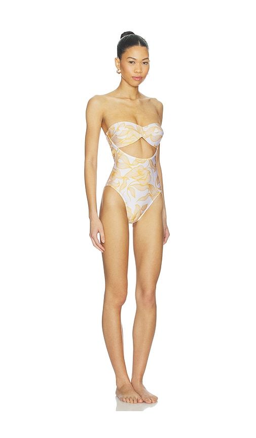 Foliage Cut Out Swimsuit in Yellow. - size M (also in S) - ADRIANA DEGREAS - Modalova