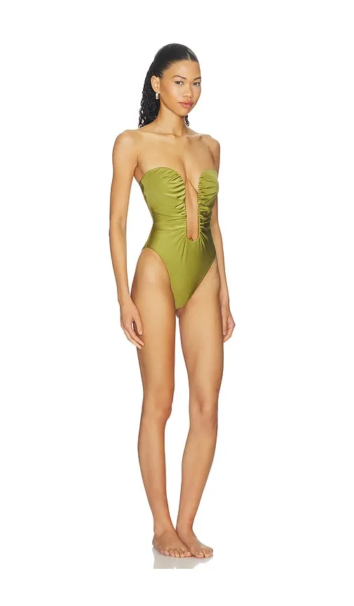 Plunge One Piece in Green. - size L (also in M) - ADRIANA DEGREAS - Modalova