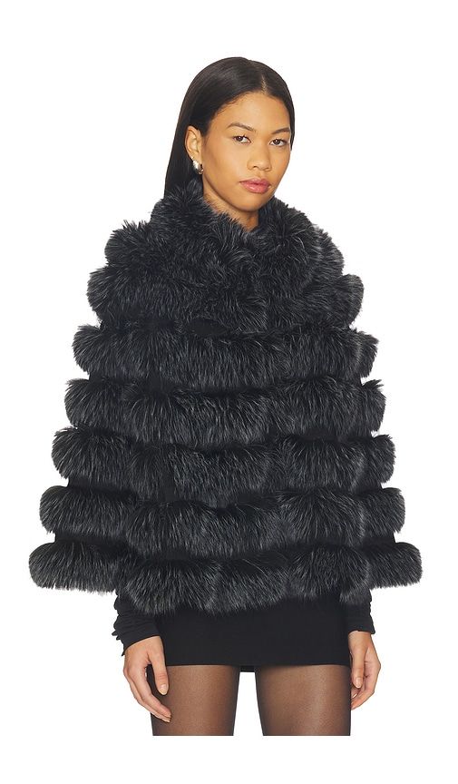 Landau Cape in Black,White - Adrienne Landau - Modalova