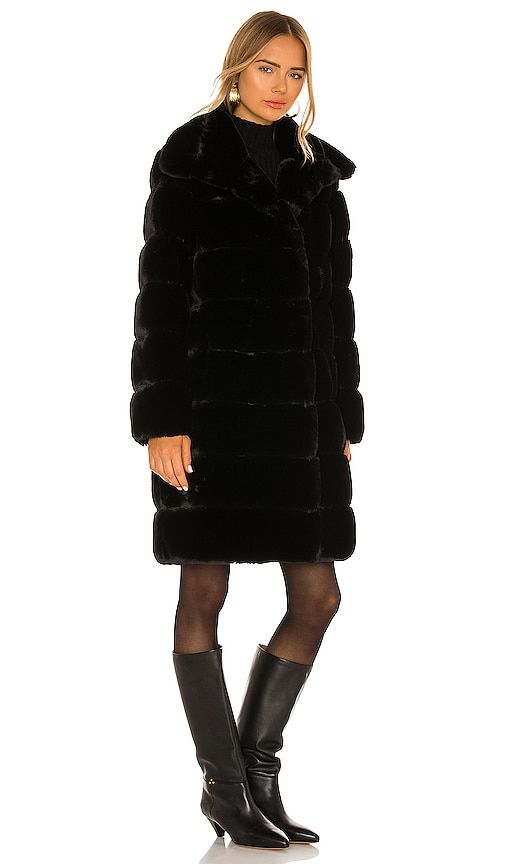 Faux Fur Long Coat in Black. - size S (also in M, L) - Adrienne Landau - Modalova