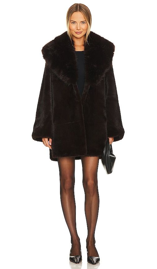 Faux Fox & Mink Coat in Brown. - size M (also in S) - Adrienne Landau - Modalova