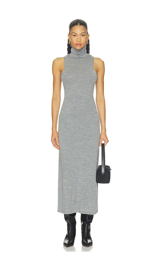 Wool Funnel Scarf Dress in Grey. - size L (also in M, S, XS) - AEXAE - Modalova