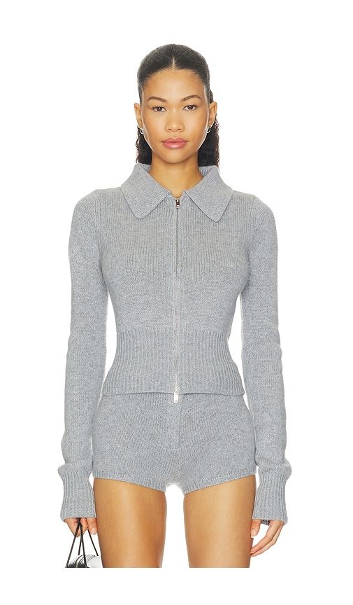 Cashmere Ribbed Collar Cardigan in Grey. - size XS (also in S, M, L) - AEXAE - Modalova