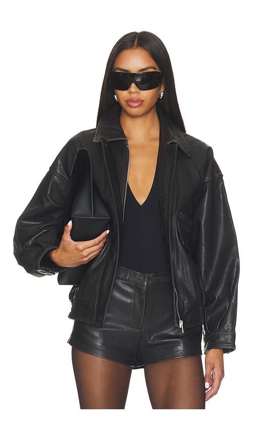 Leather Distressed Moto Jacket in Chocolate. - size L (also in M, S, XS) - AEXAE - Modalova