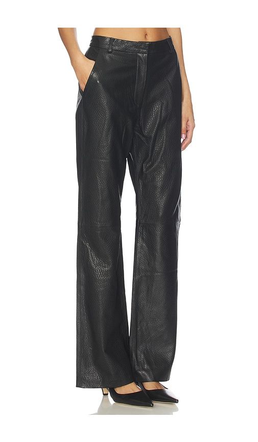 Leather Pebble Straight Leg Pant in Black. - size M (also in S) - AEXAE - Modalova