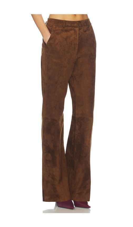 Leather Suede Straight Leg Pant in Brown. - size L (also in M, S) - AEXAE - Modalova