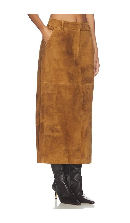 Leather Suede Maxi Skirt in Brown. - size L (also in M, S) - AEXAE - Modalova