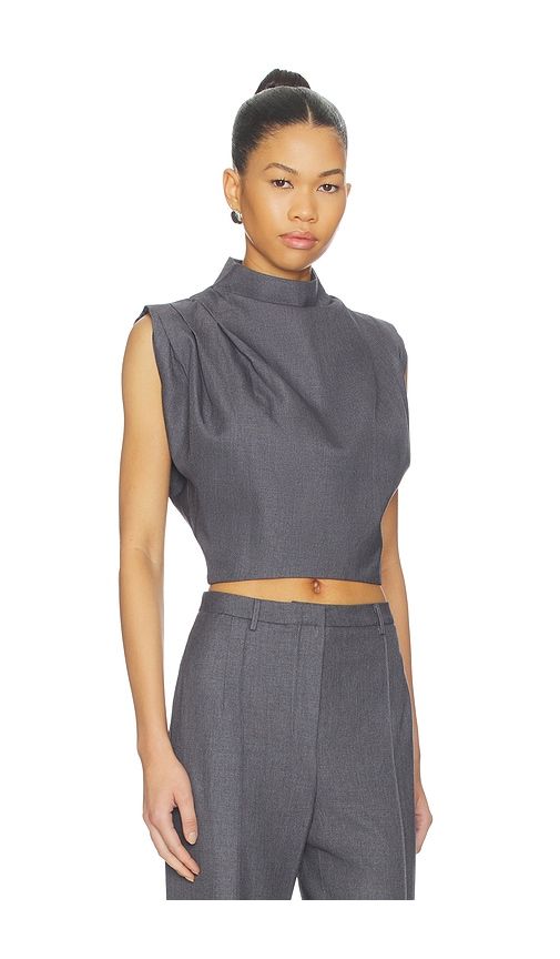 Twill Clouched Crop Top in Charcoal. - size L (also in M, S, XS) - AEXAE - Modalova