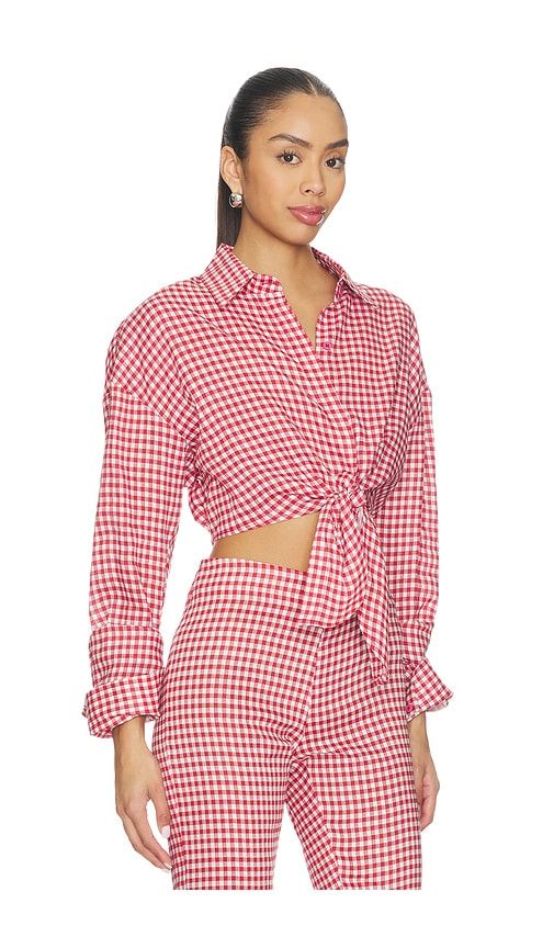 Linen Shirt Tie Top in Red. - size L (also in M, S, XL, XS, XXS) - AEXAE - Modalova