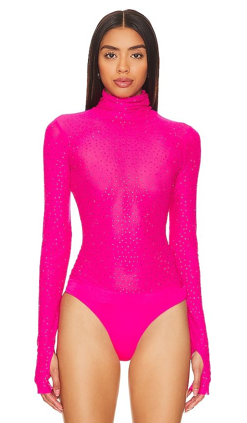 Milo Rhinestone Bodysuit in Pink. - size 1X (also in 3X, S, XS, XXL, XXS) - AFRM - Modalova
