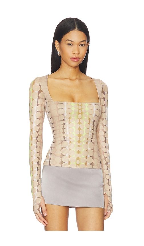 Ines Top in Tan,Green. - size L (also in M, S) - AFRM - Modalova