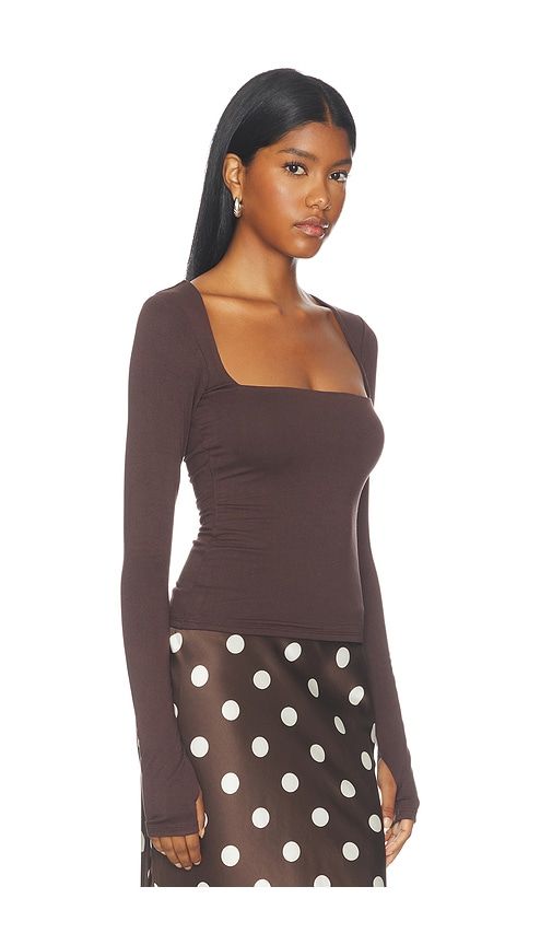 Ines Knit Crepe Top in Chocolate. - size L (also in M, S, XL, XS, XXS) - AFRM - Modalova