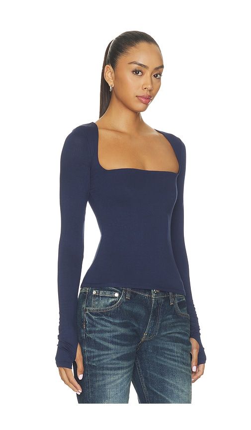 Ines Knit Crepe Top in Navy. - size L (also in M, S, XL, XS) - AFRM - Modalova
