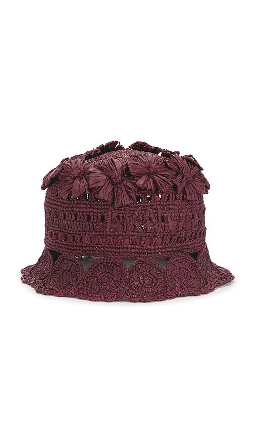 Cass Rafia Floral Bucket in Burgundy - AKNVAS - Modalova
