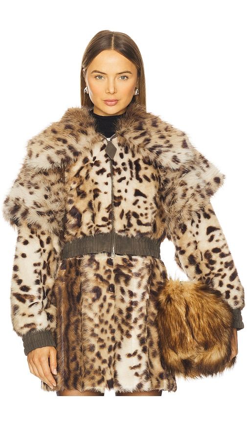 Valde Faux Fur Lynx Bomber Jacket in . - size S (also in XS) - AKNVAS - Modalova