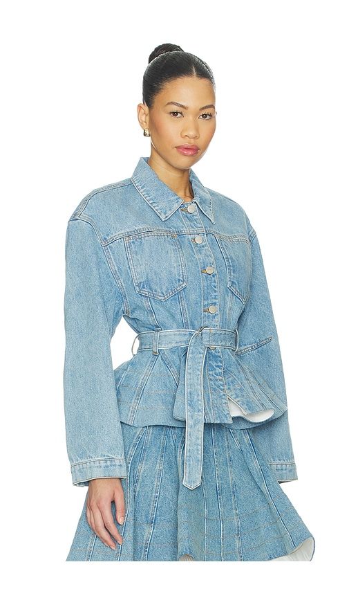 Alex Peplum Denim Jacket in Blue. - size 2 (also in 6) - AKNVAS - Modalova
