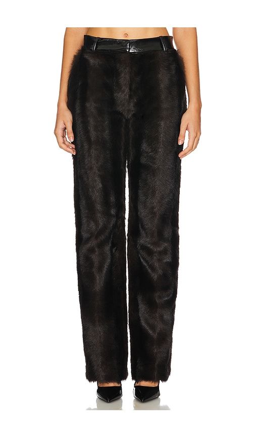 Barberini Faux Fur Pant in Black. - size 2 (also in 0, 4, 6, 8) - AKNVAS - Modalova