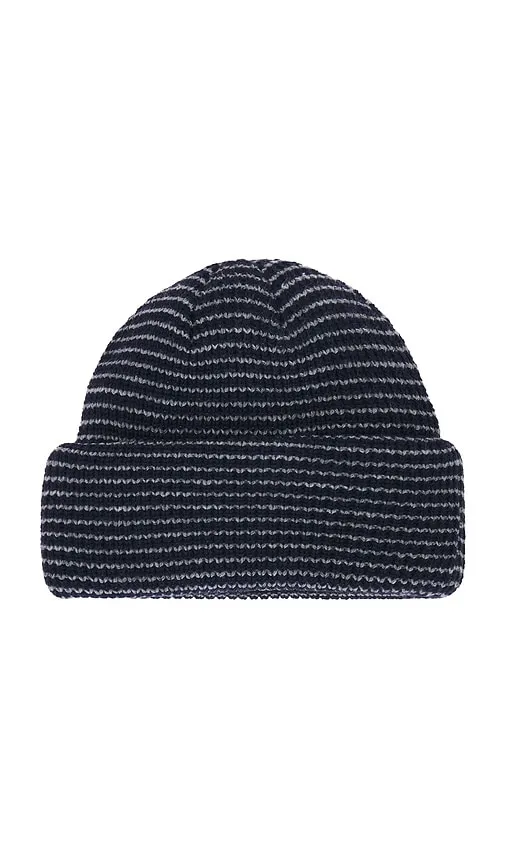 Stripe Double Roll Beanie in Blue - Autumn Headwear - Modalova