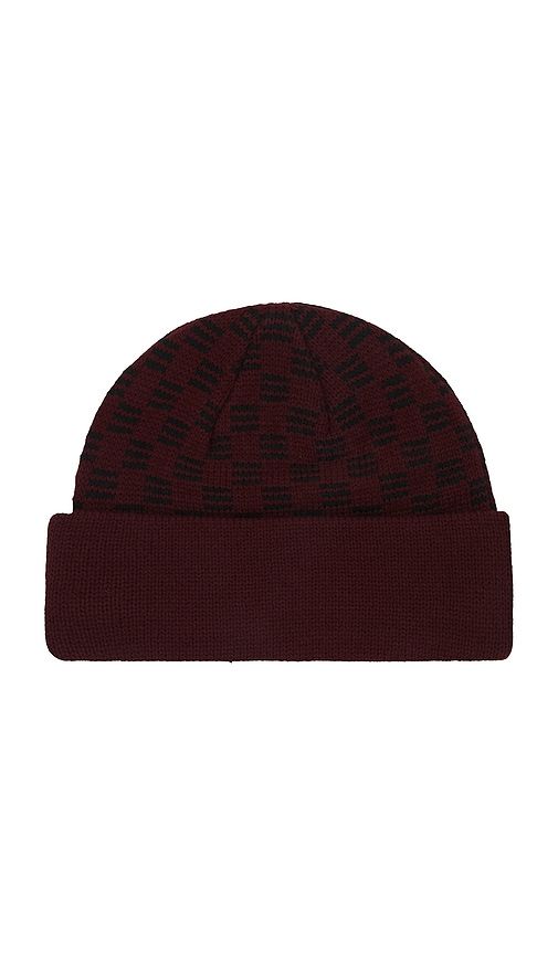 Squared Fleece Lined Beanie in Red - Autumn Headwear - Modalova