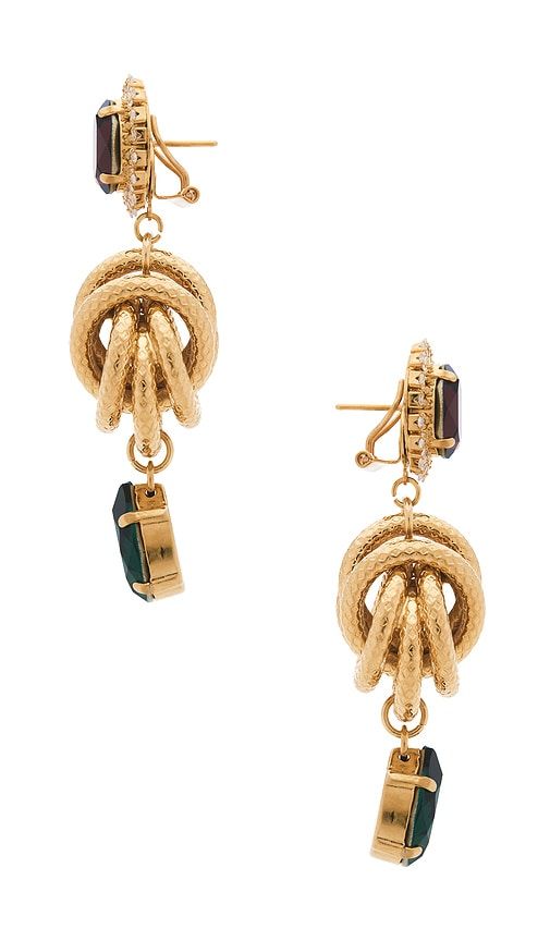 Omega Clasp With Square Pendant Earrings in Burgundy - Anton Heunis - Modalova