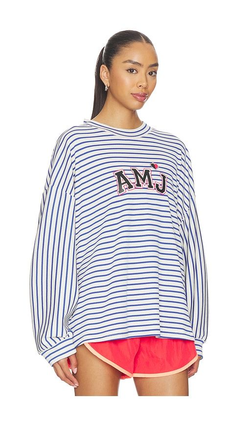 Amj Waffle Long Sleeve Tee in Navy. - size M (also in S, XS) - Araminta James - Modalova