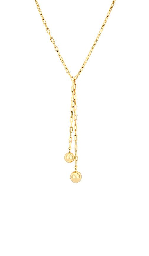 Double Ball Link Drop Lariat Necklace in Metallic - By Adina Eden - Modalova